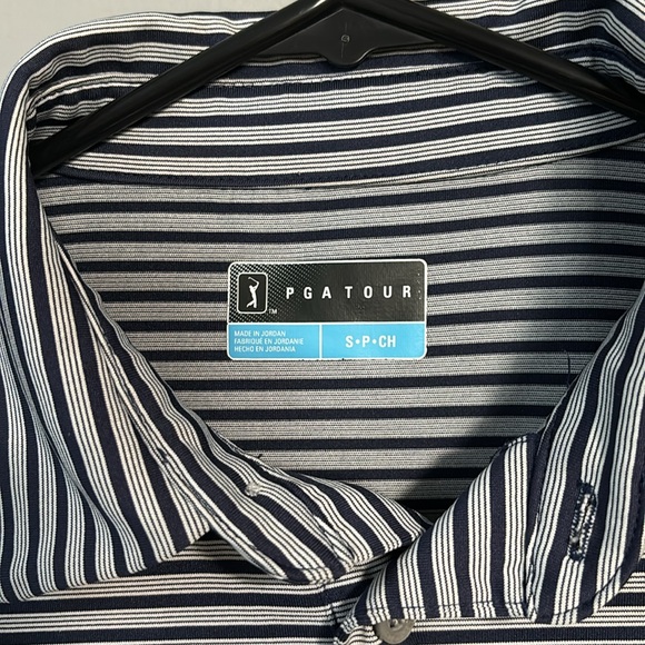 Size small grey and black striped PGA golf shirt. - Picture 2 of 3